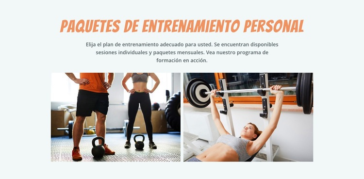 Paquetes de entrenamiento personal Página de destino