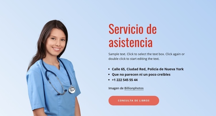 Apoyo médico Maqueta de sitio web