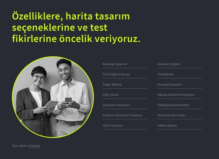 Özelliklere öncelik veriyoruz Web Sitesi Mockup'ı