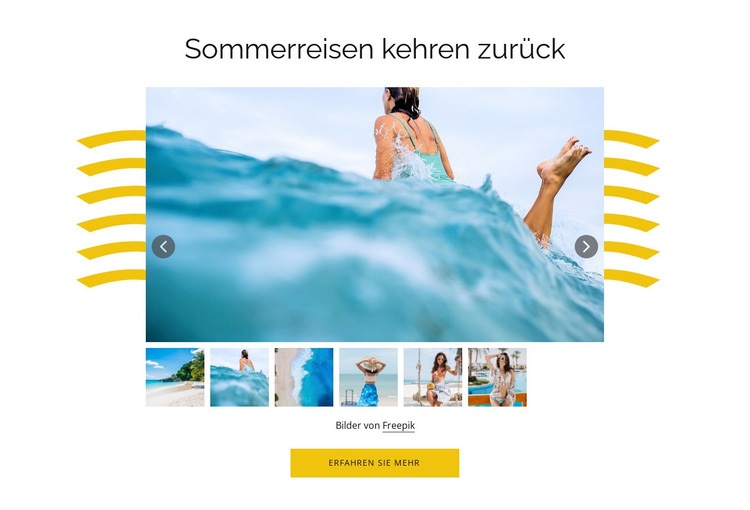 Sommerreisen kehren zurück Website design