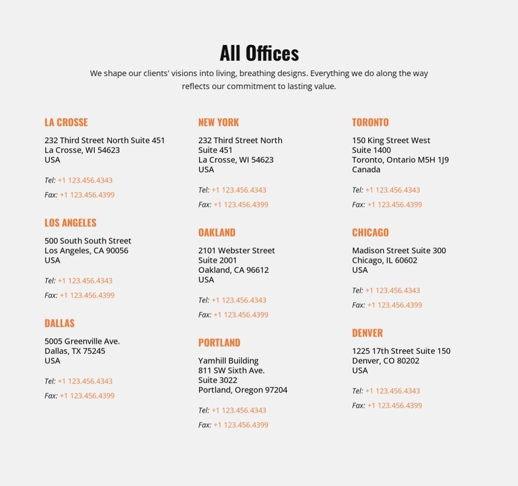 All Offices HTML Template