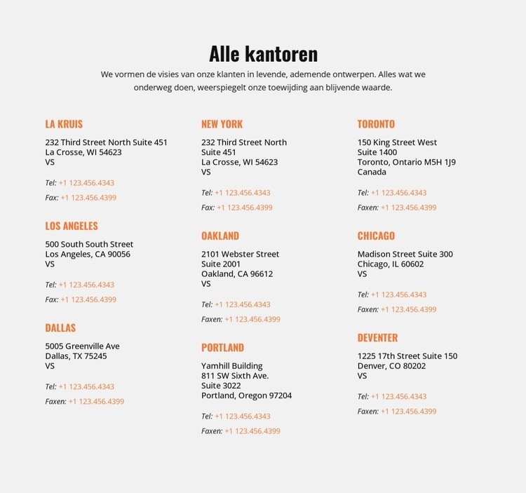 Alle kantoren Website mockup