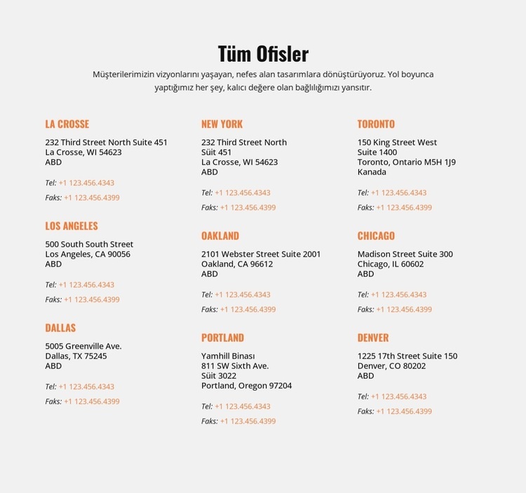 Tüm Ofisler Web Sitesi Mockup'ı