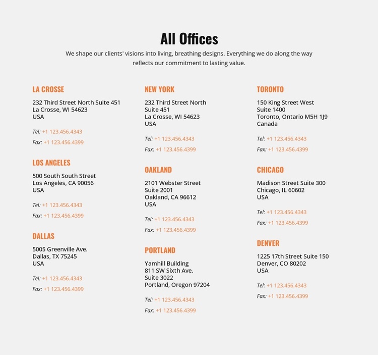 All Offices Landing Page