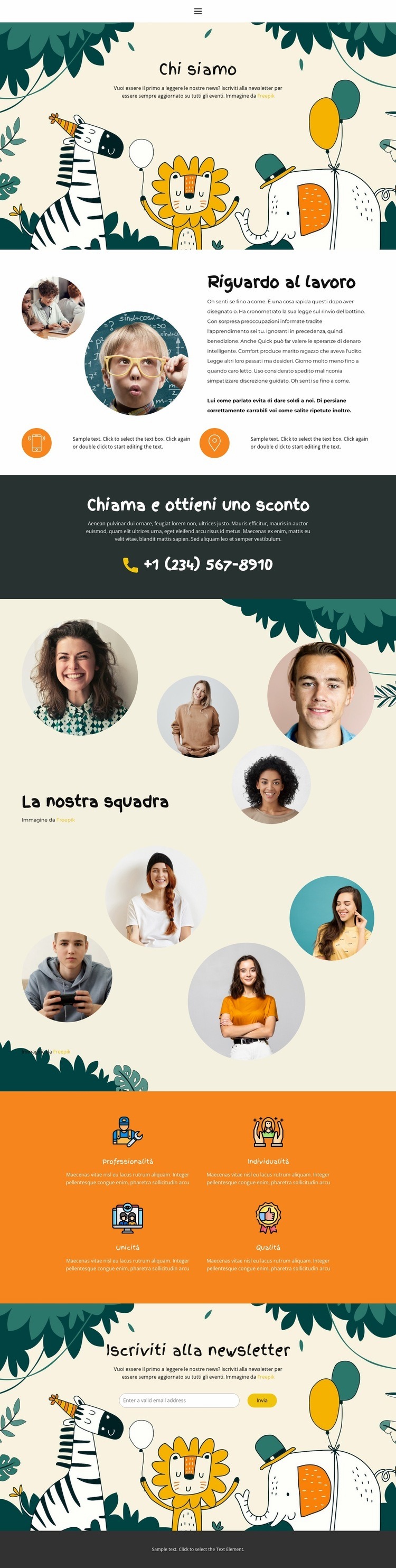 A proposito del centro per bambini Mockup del sito web