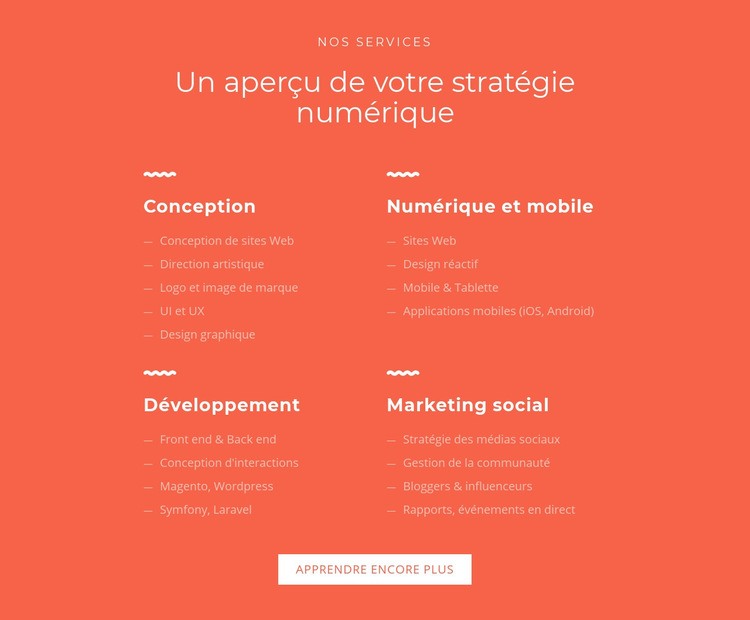 Conception, développement, commercialisation Modèle HTML5