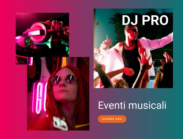 Eventi musicali Mockup del sito web