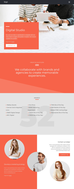 Awesome One Page Template For We Create Memorable Experiences