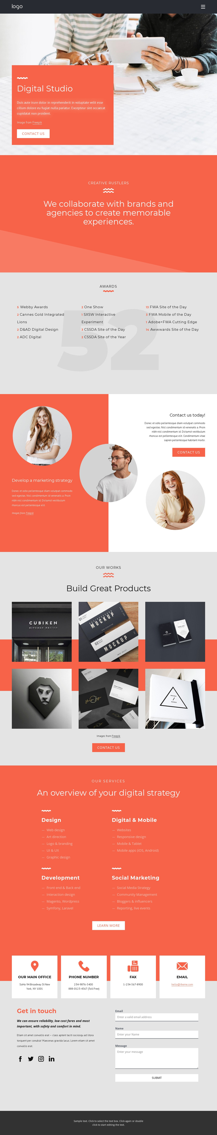 We create memorable experiences One Page Template