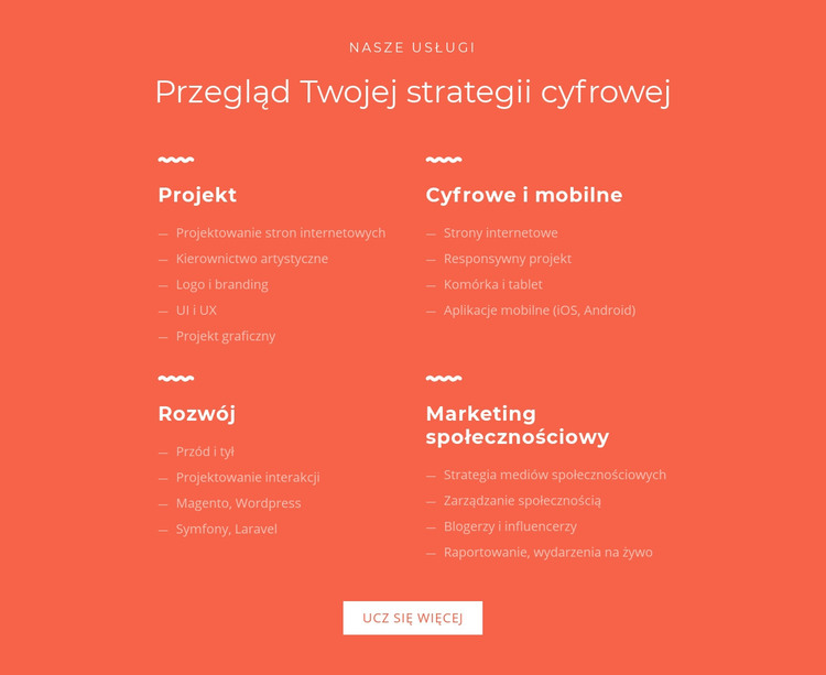 Projektowanie, rozwój, marketing Szablon HTML