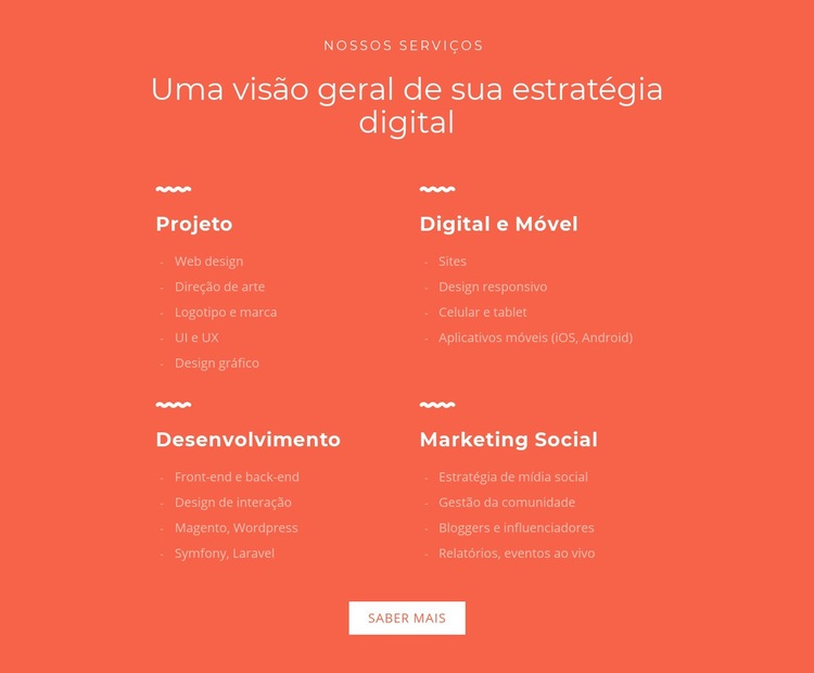 Design, desenvolvimento, marketing Maquete do site