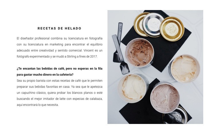 Recetas de helado Plantillas de creación de sitios web