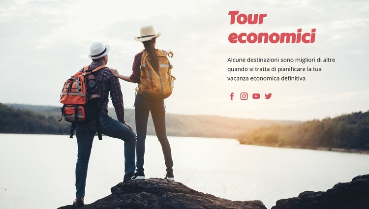 Tour di viaggio economici Mockup del sito web