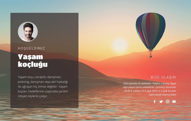 Yaşam koçluğu Web Sitesi Mockup'ı