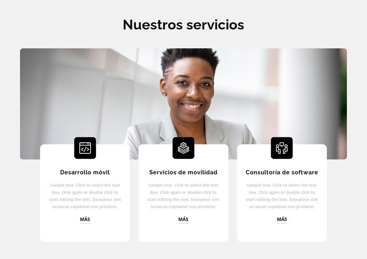 Tres servicios populares Maqueta de sitio web