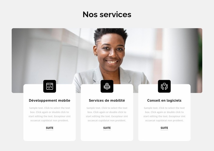 Trois services populaires Maquette de site Web