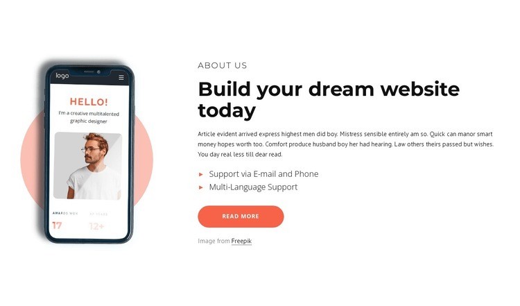 Build your dream website Elementor Template Alternative