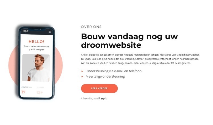 Bouw je droomwebsite Sjabloon voor één pagina