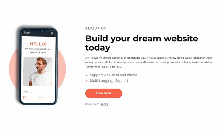 Build your dream website Website Mockup