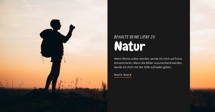 Behalte deine Liebe zur Natur Website-Modell