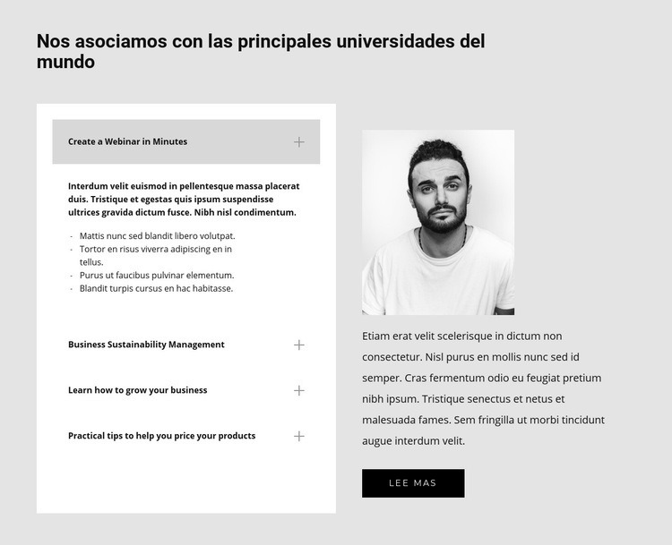 Infórmese de nosotros Creador de sitios web HTML