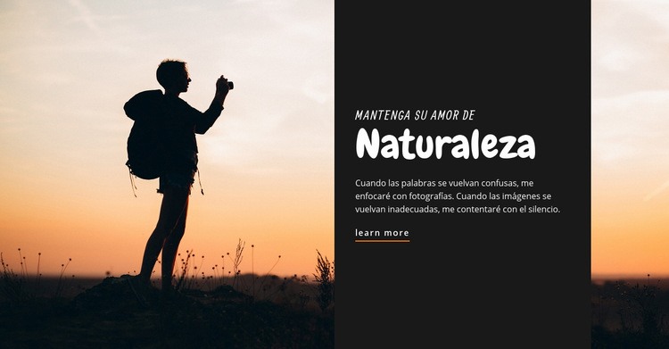 Mantén tu amor por la naturaleza Maqueta de sitio web