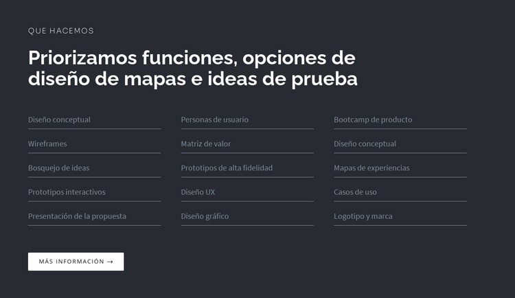 Titular con lista sobre fondo oscuro Maqueta de sitio web