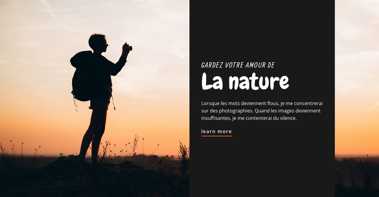 Gardez votre amour de la nature Modèles de constructeur de sites Web