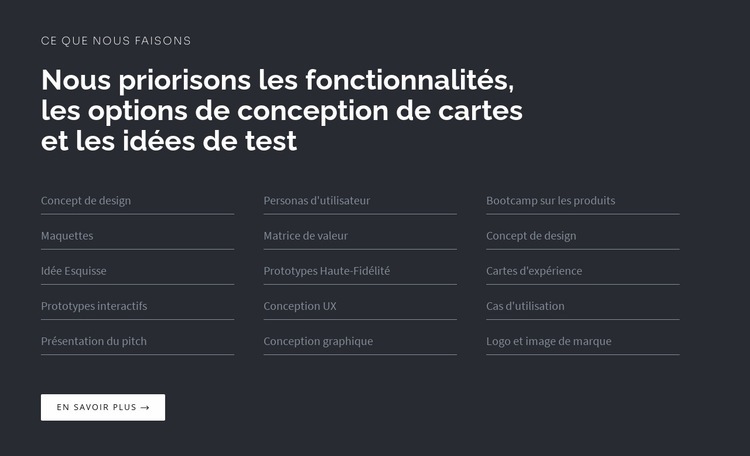 Titre avec liste sur fond sombre Modèle