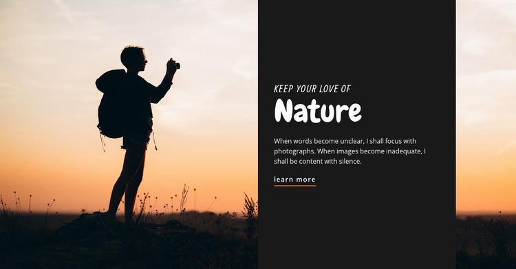 Keep your love of nature Homepage Design