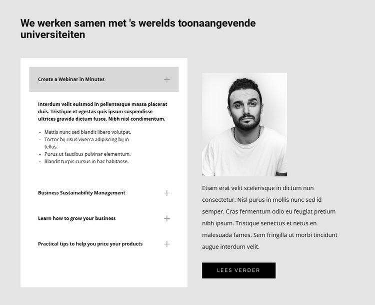 Ontdek meer over ons Html Website Builder