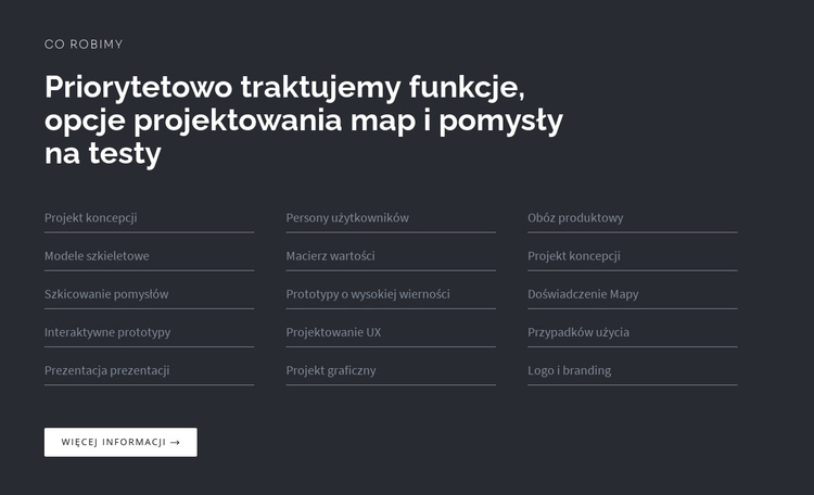 Nagłówek z listą na ciemnym tle Motyw WordPress