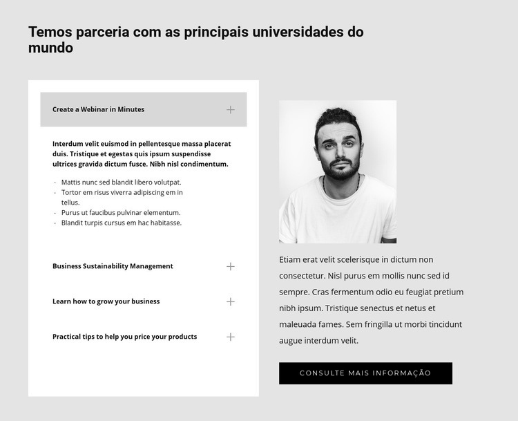 Descubra mais sobre nós Construtor de sites HTML