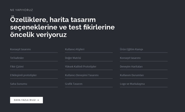 Koyu arka planda liste içeren başlık HTML5 Şablonu