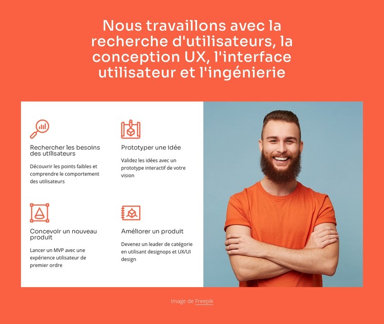 Nous travaillons avec la conception et l'ingénierie UX Modèle CSS