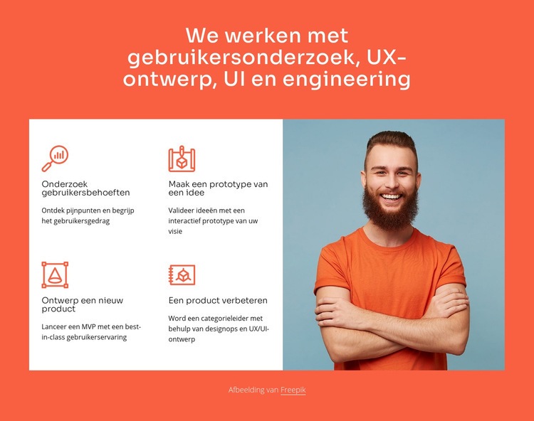 Wij werken met UX design en engineering Html Website Builder