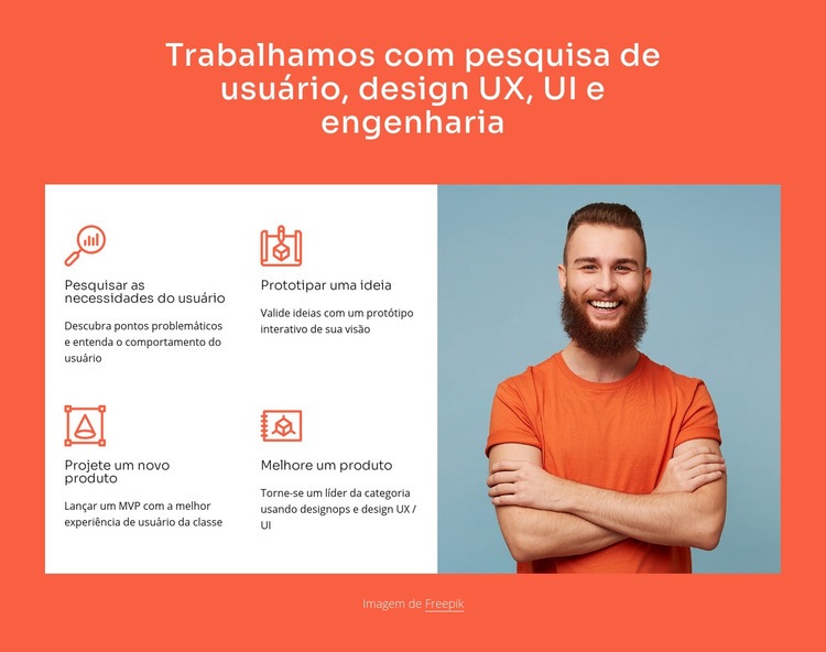 Trabalhamos com UX design e engenharia Design do site