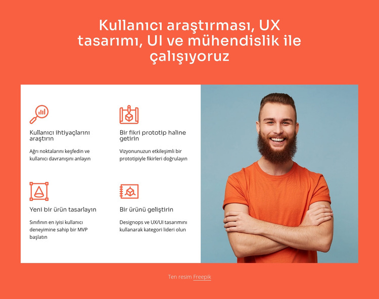 UX tasarımı ve mühendisliği ile çalışıyoruz Web Sitesi Şablonu