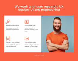 We Work With UX Design And Engineering - Modern Landing Page