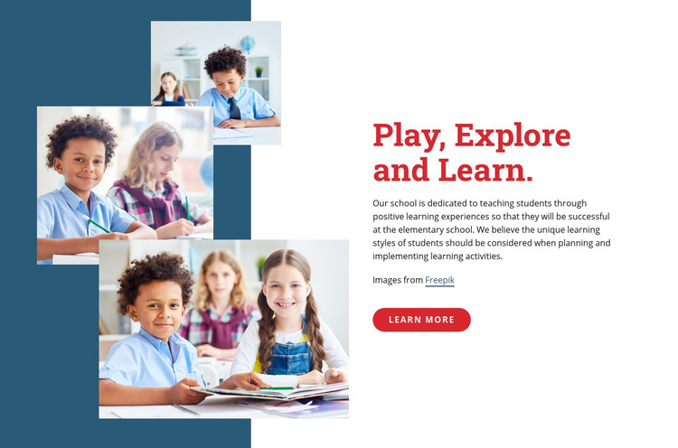 Play explore and learn Homepage Design