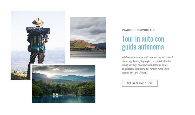 Tour in auto senza guida Mockup del sito web