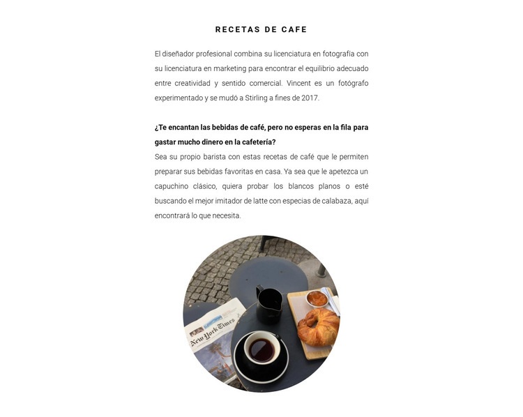 Métodos de preparación del café Maqueta de sitio web