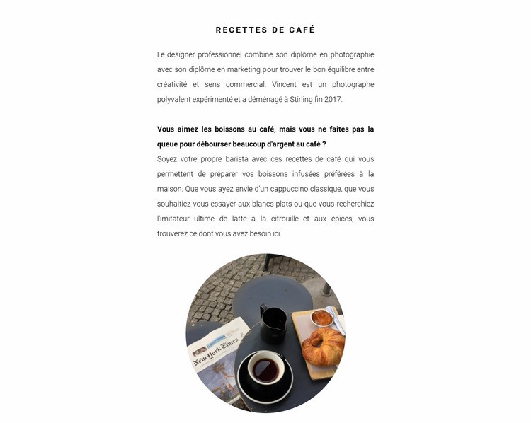 Méthodes de préparation du café Maquette de site Web