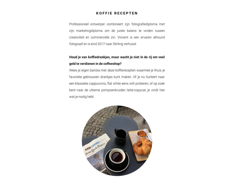 Bereidingsmethoden voor koffie Website sjabloon