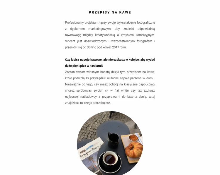Metody przygotowania kawy Makieta strony internetowej