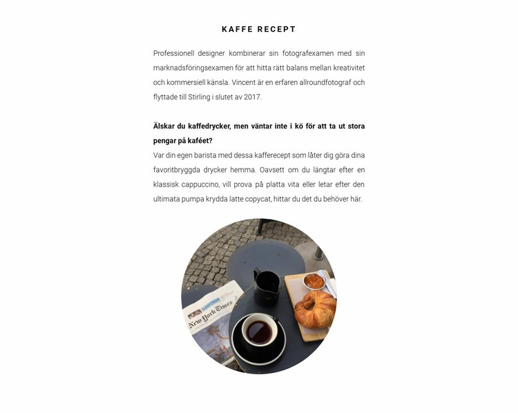 Kaffe tillagningsmetoder Webbplats mall