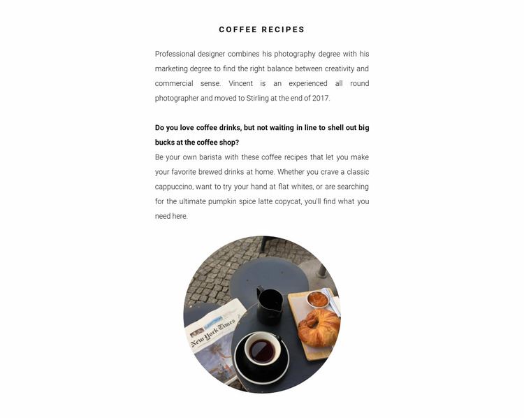 Coffee preparation methods Website Mockup