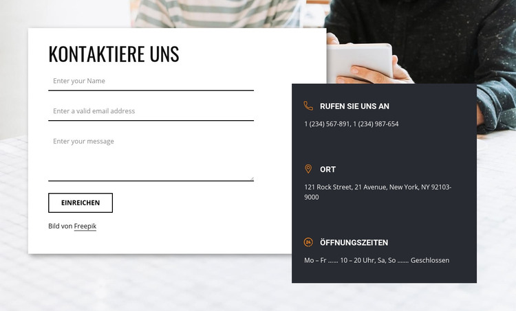 Kontaktiere uns am besten block HTML-Vorlage