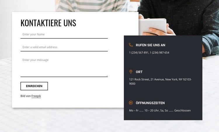 Kontaktiere uns am besten block HTML Website Builder