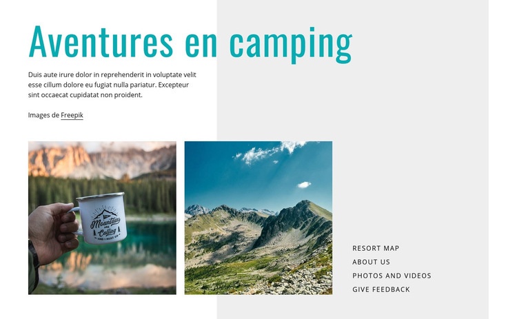 Aventures en camping Créateur de site Web HTML